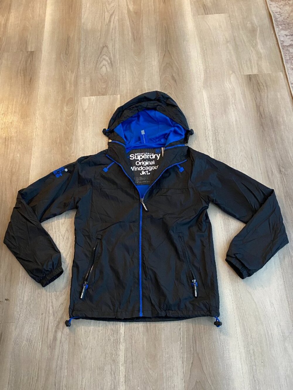 Superdry Windcagoule Jacket Black Blue Hooded Windbreaker Japan Edition Men’s M